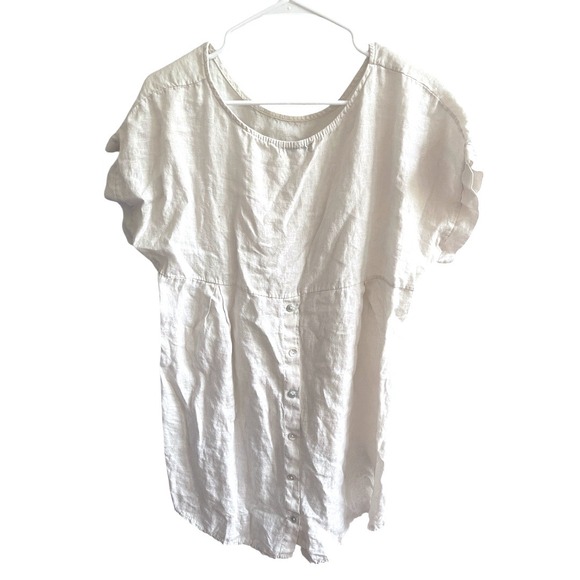 Terzo Millenio‎ Italian Linen Short Sleeve Blouse L - Picture 1 of 7